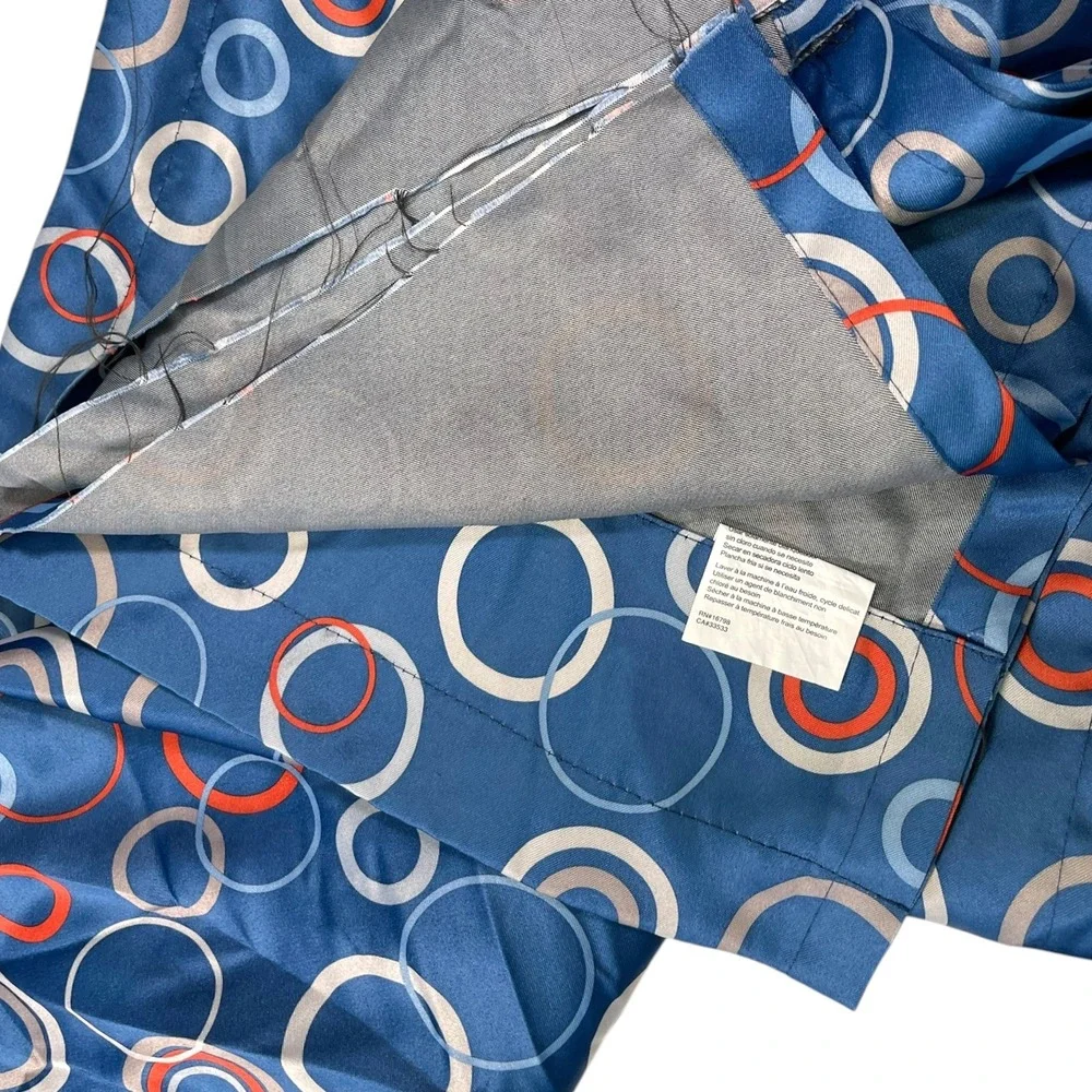 53x80 Blue‎ Circle Print Curtain Panels 2pc Geometric Mid Century Modern Retro